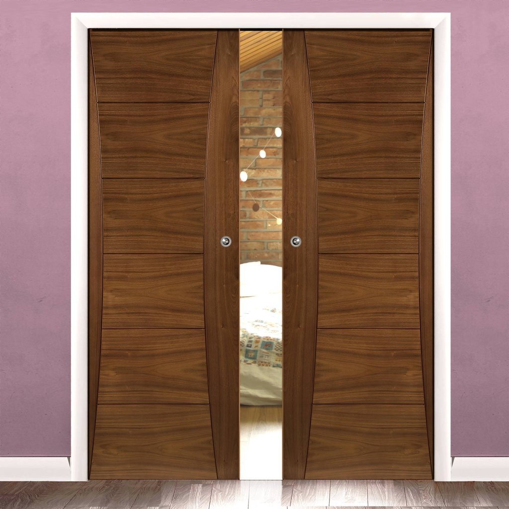 Pamplona Walnut Double Evokit Pocket Doors - Prefinished