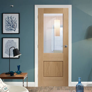 Image: Glazed bespoke oak veneer interior door design