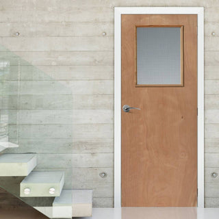 Image: J B Kind STP Flush Plywood Kigog Fire Door - 1/2 Hour Fire Rated -  Wired Fire Glass