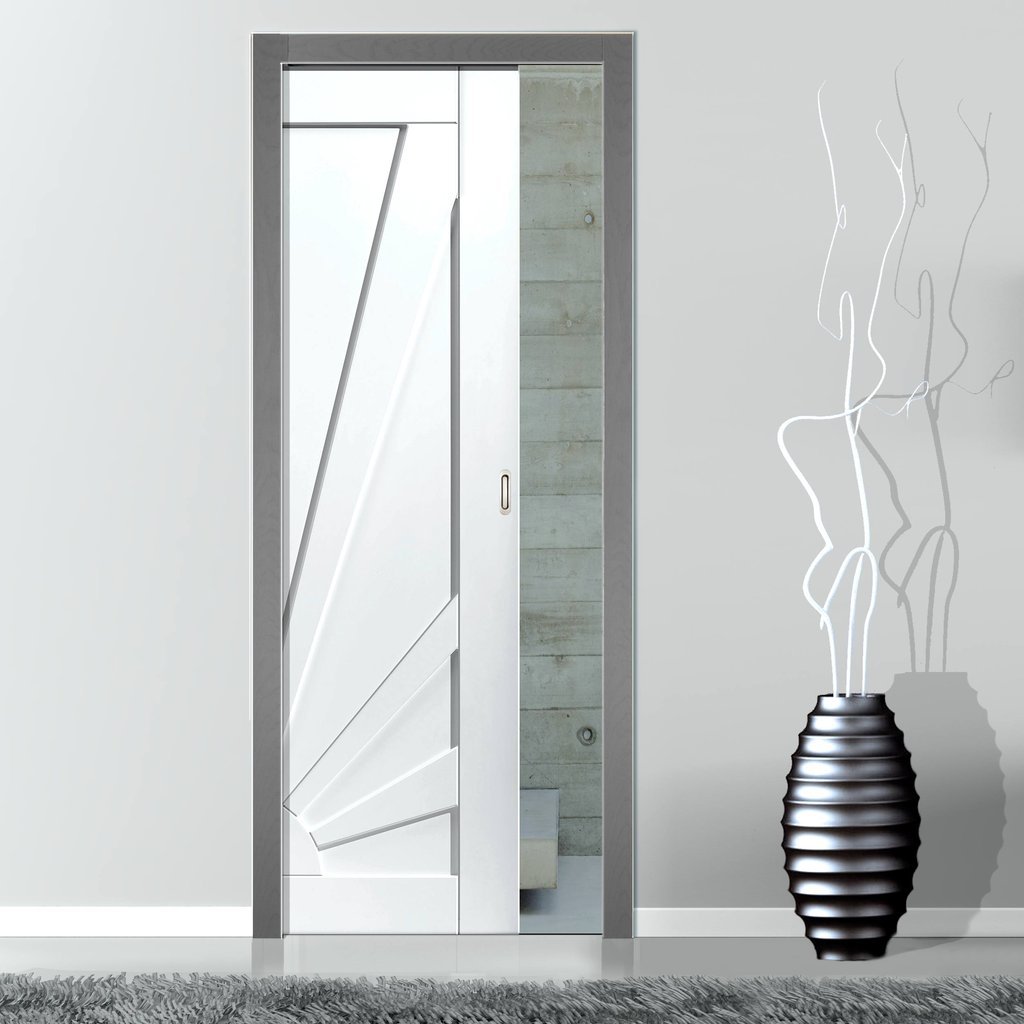 Calypso Aurora Shaker Single Evokit Pocket Door - White Primed