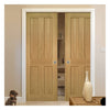 Eton Real American White Oak Veneer Double Evokit Pocket Doors - Unfinished