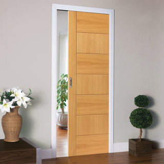 Image: Sirocco Oak Single Evokit Pocket Door - Prefinished