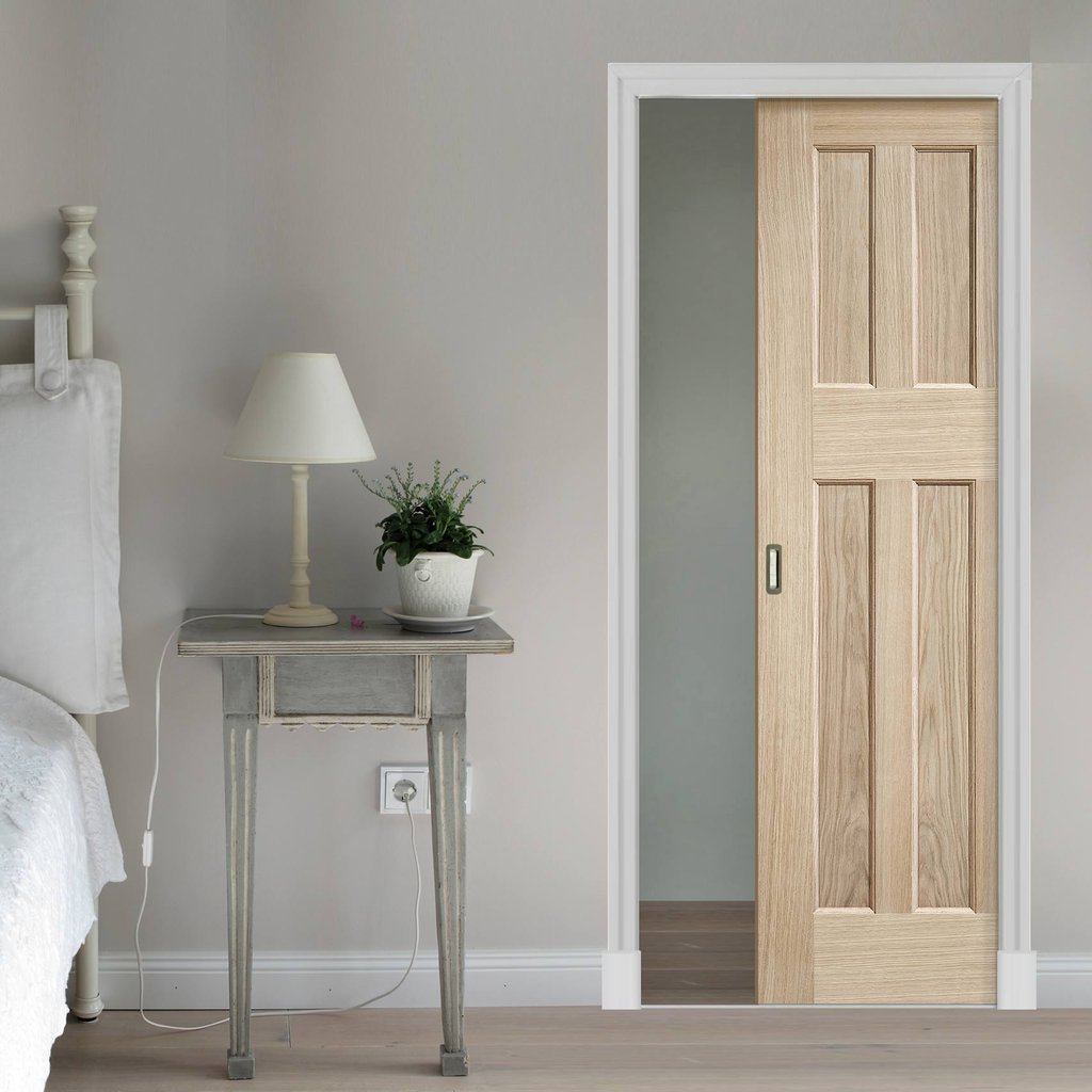 DX 60's Nostalgia Oak Panel Single Evokit Pocket Door