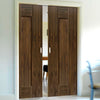 Axis Shaker Walnut Double Evokit Pocket Doors Panelled - Prefinished