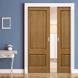 Image: Oak Trent Double Evokit Pocket Doors