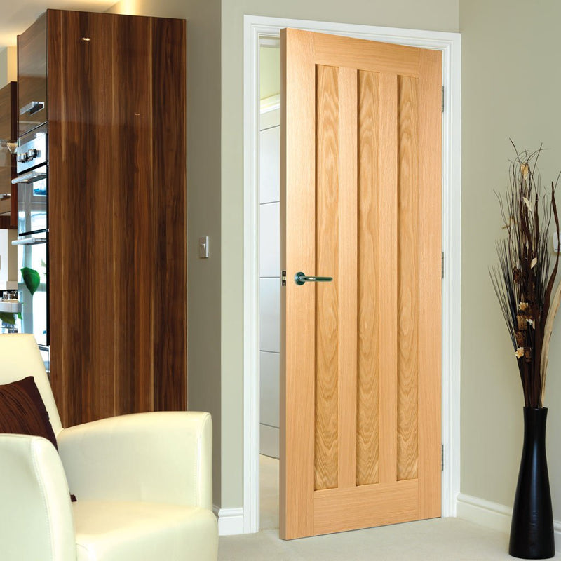 idaho oak 3 solid panel door prefinished
