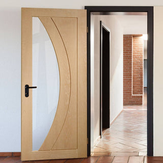 Image: Glazed bespoke oak veneer interior door design