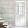 White PVC grainger door with grained faces 3 bevel style toughened clear glass 