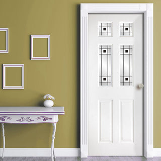 Image: White PVC washington door with grained faces 4 decraresin 3 style toughened glass 