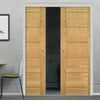 Seville Oak Panel Double Evokit Pocket Doors - Prefinished