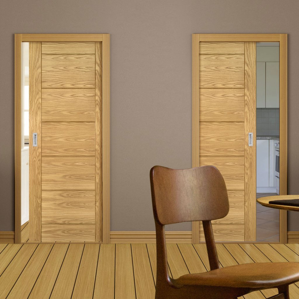 Seville Oak Panel Unico Evo Pocket Doors - Prefinished