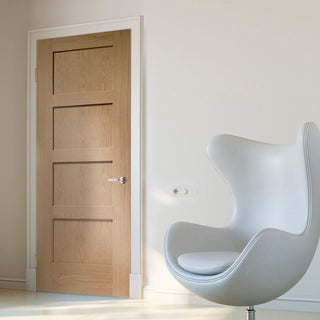 Image: Shaker style four panel oak veneer interior door
