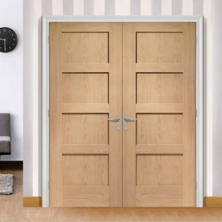 Image: Bespoke Shaker Oak 4 Panel Door Pair