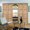 Shaker 4 Panel Oak Veneer Staffetta Quad Telescopic Pocket Doors - Prefinished
