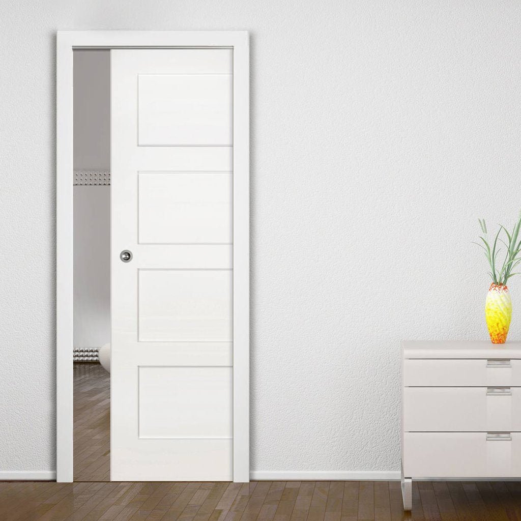 Coventry Shaker Single Evokit Pocket Door - White Primed