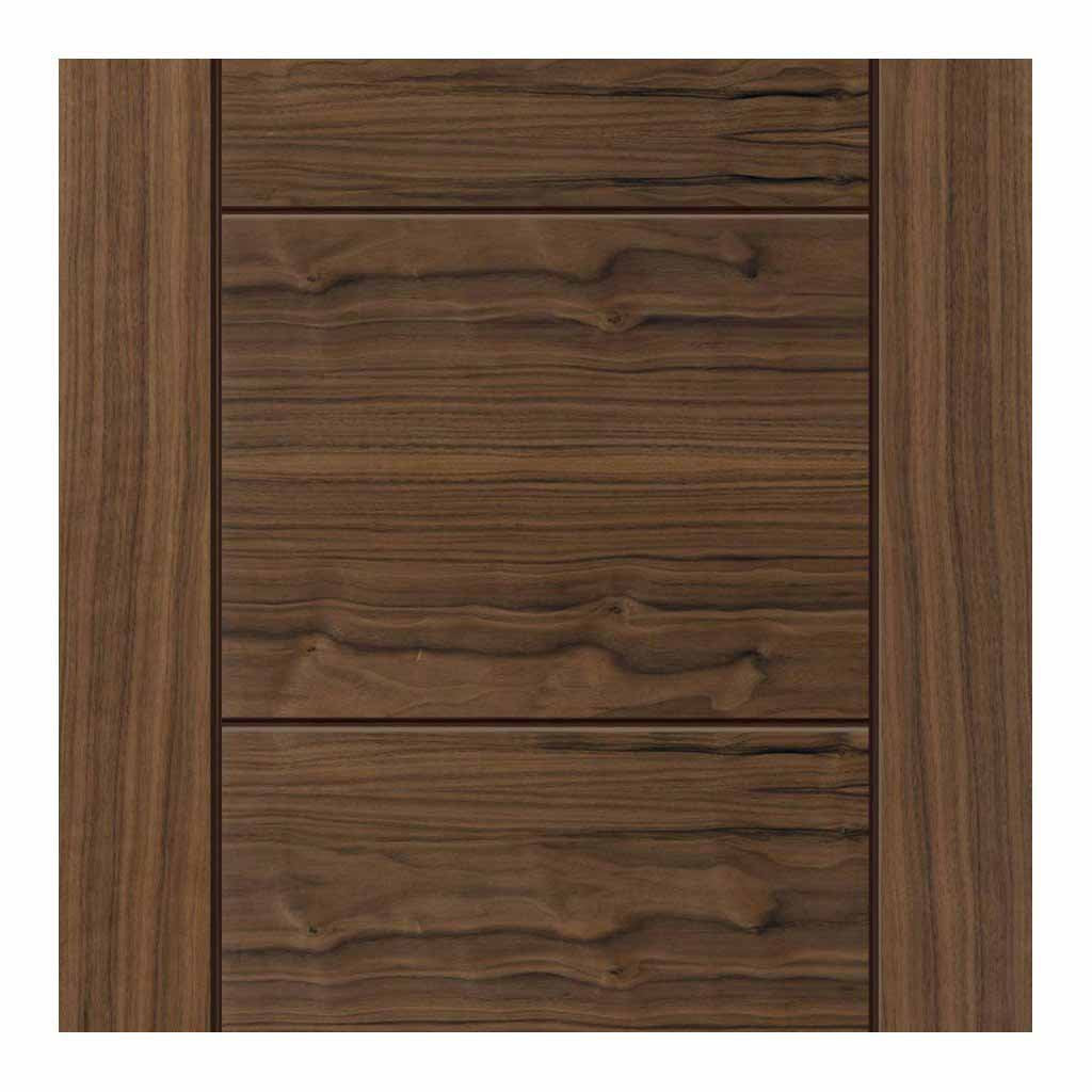 Double Sliding Door & Wall Track - Tigris Walnut Doors - Prefinished