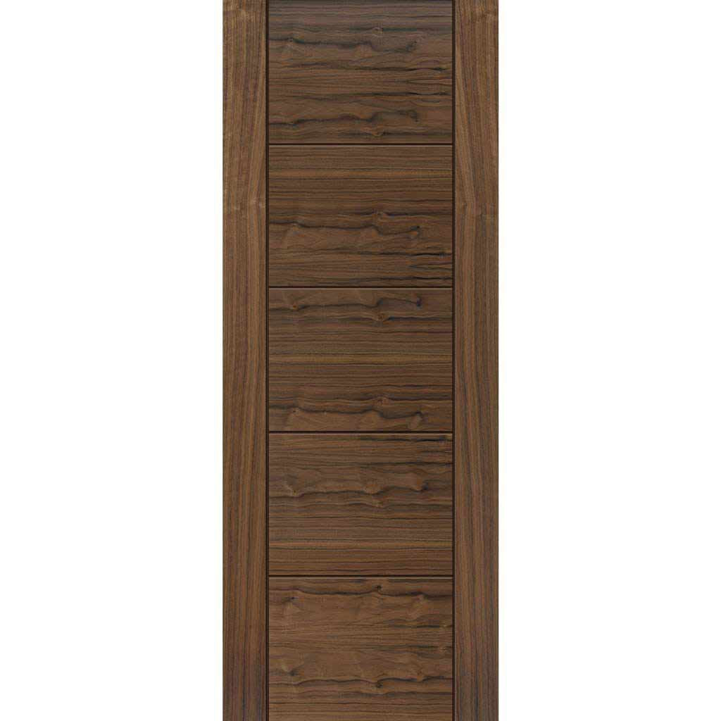 Single Sliding Door & Wall Track - Tigris Walnut Door - Prefinished