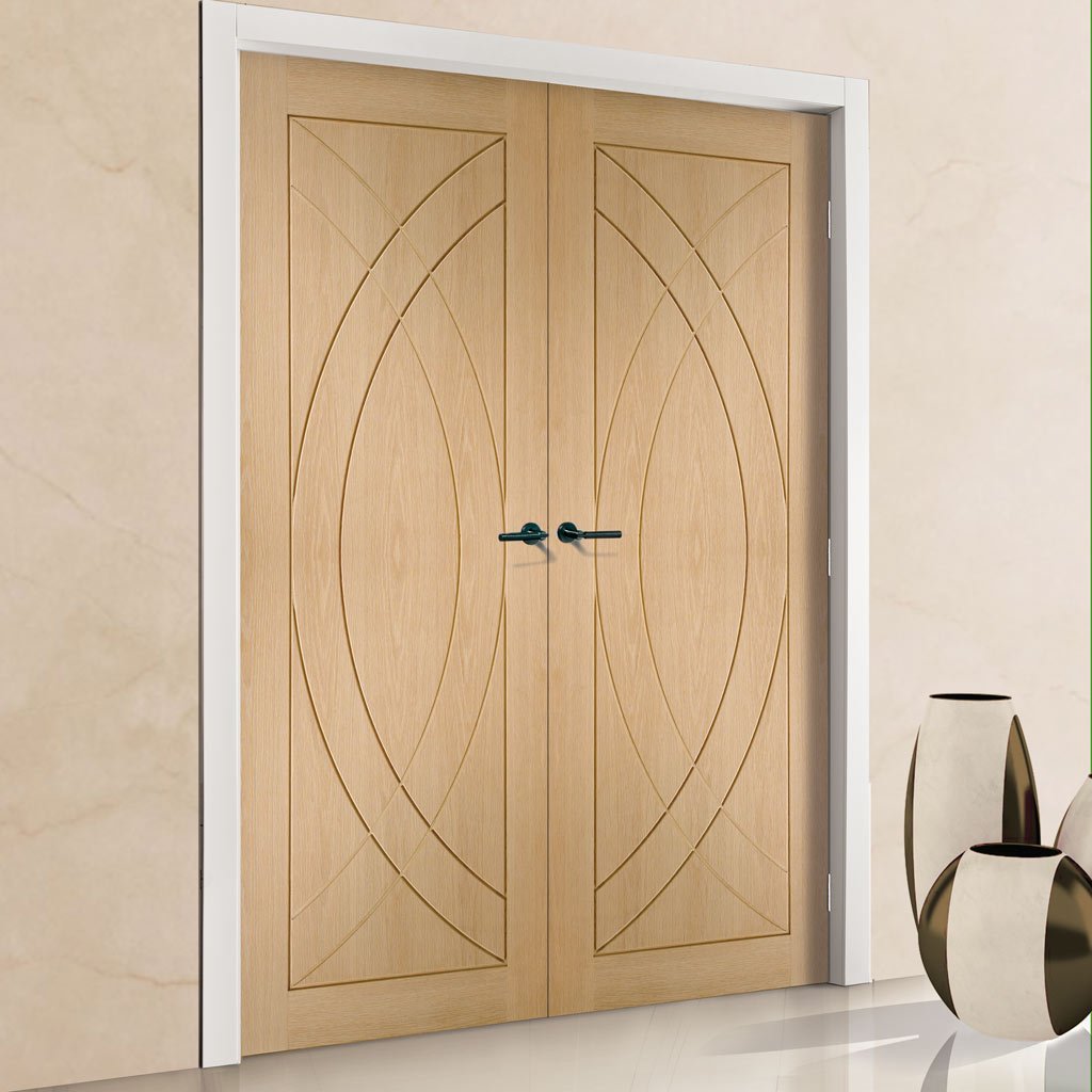 Bespoke Treviso Oak Flush Door Pair - Prefinished