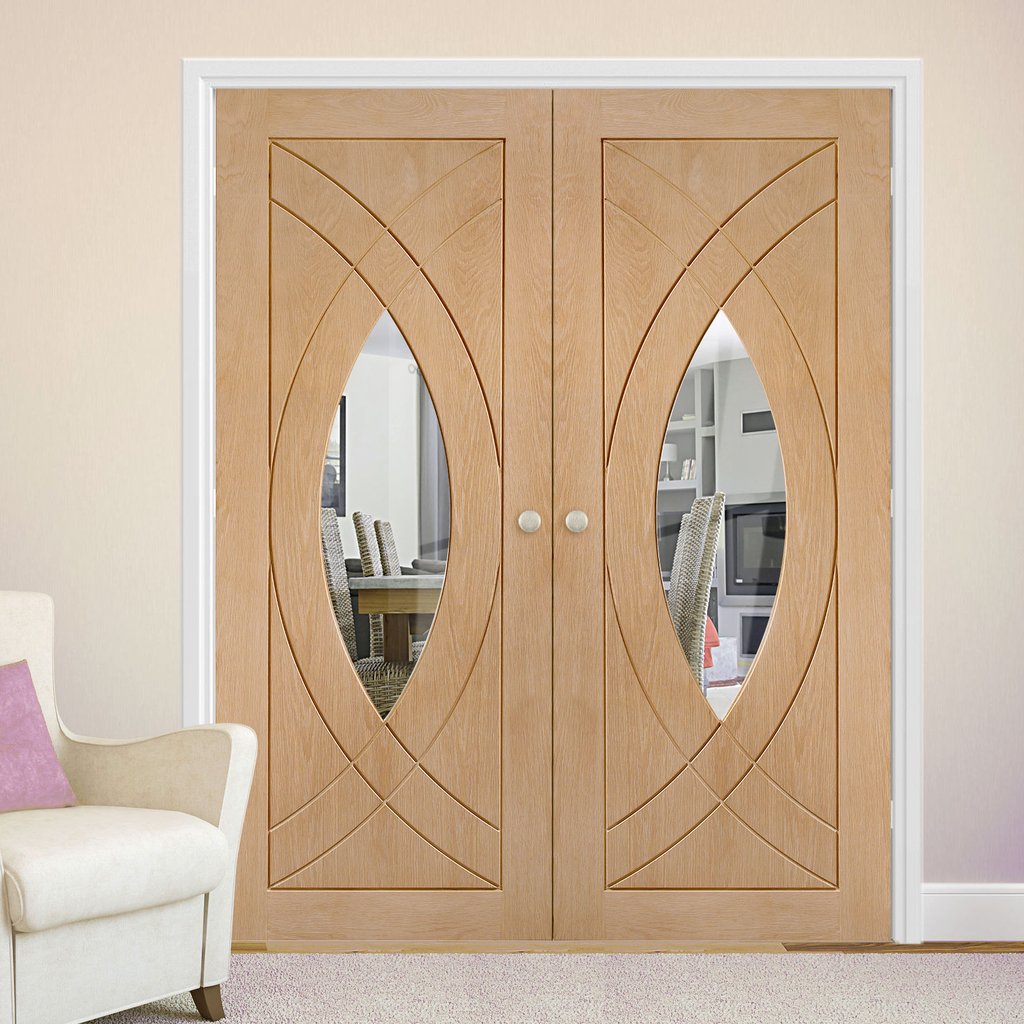 Bespoke Treviso Oak Glazed Door Pair