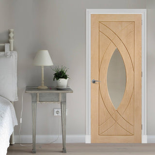 Image: Glazed bespoke oak veneer interior door design