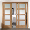 Three Sliding Doors and Frame Kit - Shaker Oak Door - Obscure Glass - Unfinished