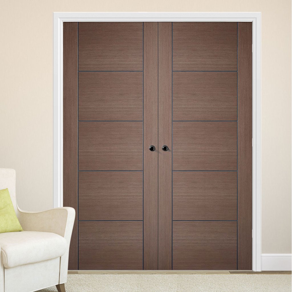 LPD Joinery Vancouver Chocolate Grey Door Pair - 1/2 Hour Fire Rated - Prefinished