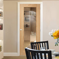 LPD Joinery Bespoke Fire Door, Vancouver Oak 1L - 1/2 Hour Fire Rated - Clear Glass - Prefinished