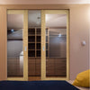 Walden Oak Absolute Evokit Double Pocket Doors - Clear Glass - Unfinished