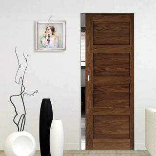 Image: Coventry Walnut Shaker Style Absolute Evokit Single Pocket Door - Prefinished