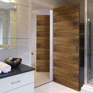 Image: Modern flush interior door walnut veneered