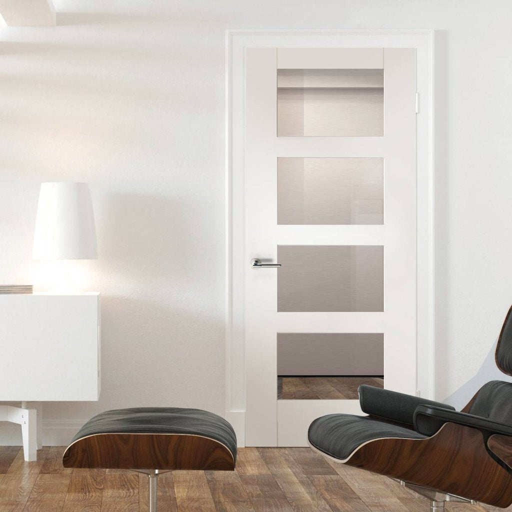 Shaker style white glazed interior door