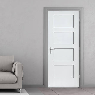 Image: Shaker style four panel white interior door