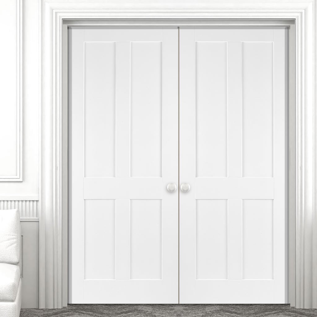 Bespoke Victorian Shaker 4P White Primed Door Pair