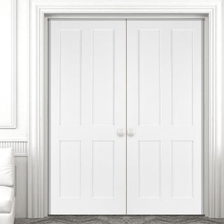 Image: Bespoke Victorian Shaker 4P White Primed Door Pair