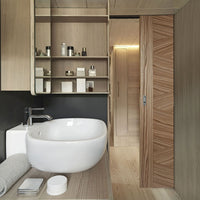 Bespoke Zeus Walnut Flush Single Frameless Pocket Door - Prefinished