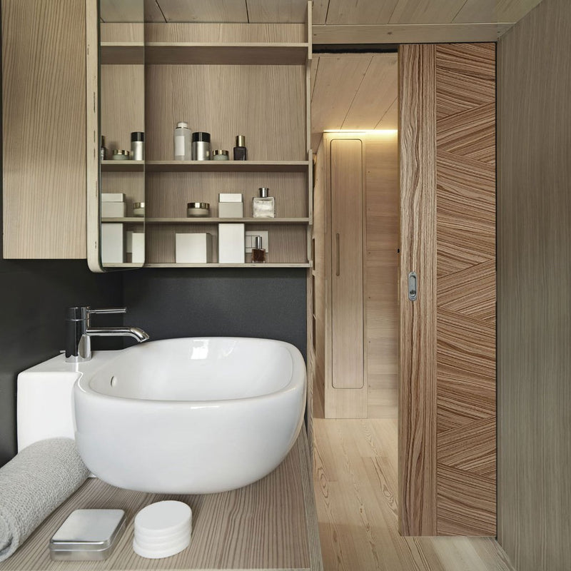 Bespoke Zeus Walnut Flush Single Frameless Pocket Door - Prefinished