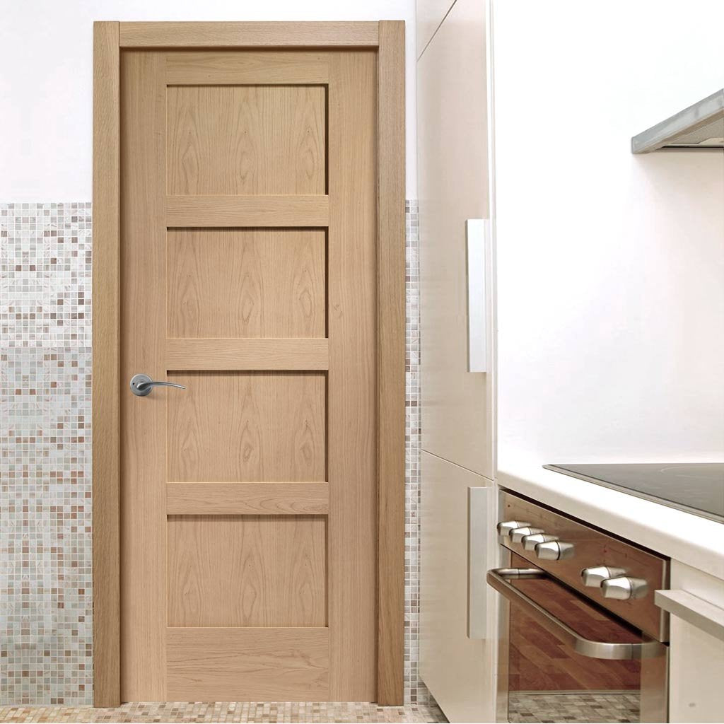 Shaker style four panel oak veneer interior door