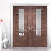 Bespoke Portici Walnut Glazed Door Pair - Aluminium Inlay - Prefinished