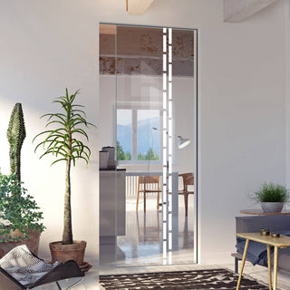 Image: Inveresk 8mm Clear Glass - Obscure Printed Design - Single Absolute Pocket Door