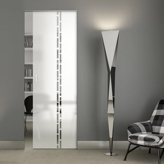 Image: Inveresk 8mm Obscure Glass - Clear Printed Design - Single Absolute Pocket Door