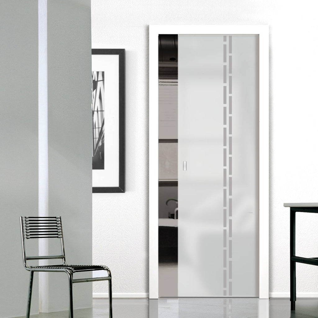 Inveresk 8mm Obscure Glass - Obscure Printed Design - Single Evokit Glass Pocket Door