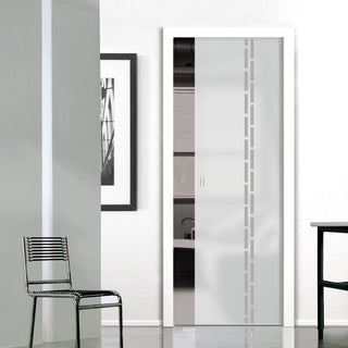 Image: Inveresk 8mm Obscure Glass - Obscure Printed Design - Single Evokit Glass Pocket Door