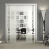 Inveresk 8mm Obscure Glass - Clear Printed Design - Double Evokit Pocket Door
