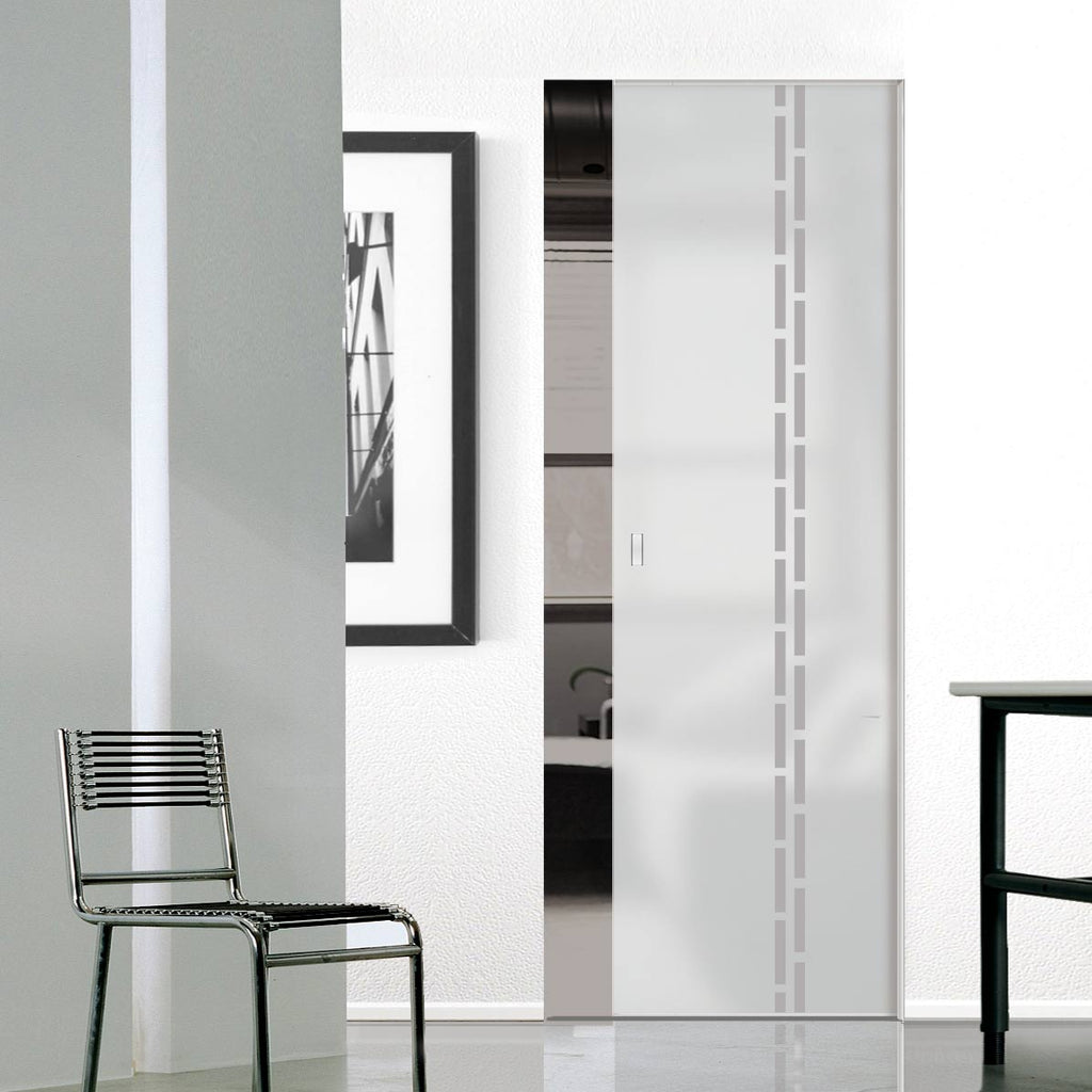 Inveresk 8mm Obscure Glass - Obscure Printed Design - Single Absolute Pocket Door