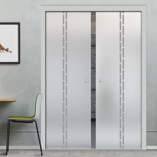 Image: Inveresk 8mm Obscure Glass - Obscure Printed Design - Double Evokit Pocket Door