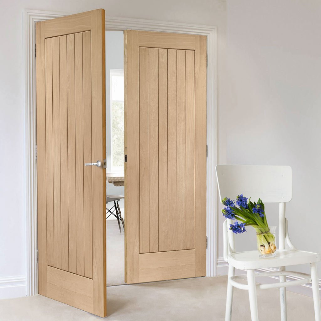 Bespoke Suffolk Oak Door Pair - Vertical Lining