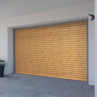 Image: Gliderol Electric Insulated Roller Garage Door from 2452 to 2910mm Wide - Laminated Irish Oak