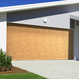 Image: Gliderol Electric Insulated Roller Garage Door from 3360 to 4290mm Wide - Laminated Irish Oak