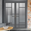 Handmade Eco-Urban Isla 6 Pane Door Pair DD6429G Clear Glass - Dark Grey Premium Primed