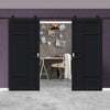 Top Mounted Black Sliding Track & Solid Wood Double Doors - Eco-Urban® Isla 6 Panel Doors DD6429 - Shadow Black Premium Primed